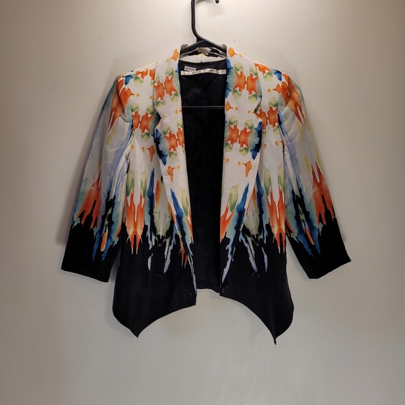 Twelfth street by Cynthia Vincent 100% silk colorful blazer - size 0 - Picture 2 of 7